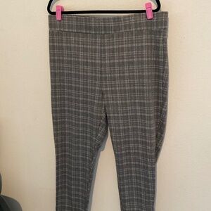 Plaid Pink and Gray Pull On Pants Leggings Loft Size XL NWOT